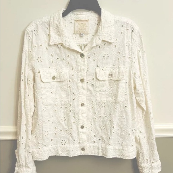 Johnny Was White Hummingbird Jacket Lace Insert M - Picture 3 of 8